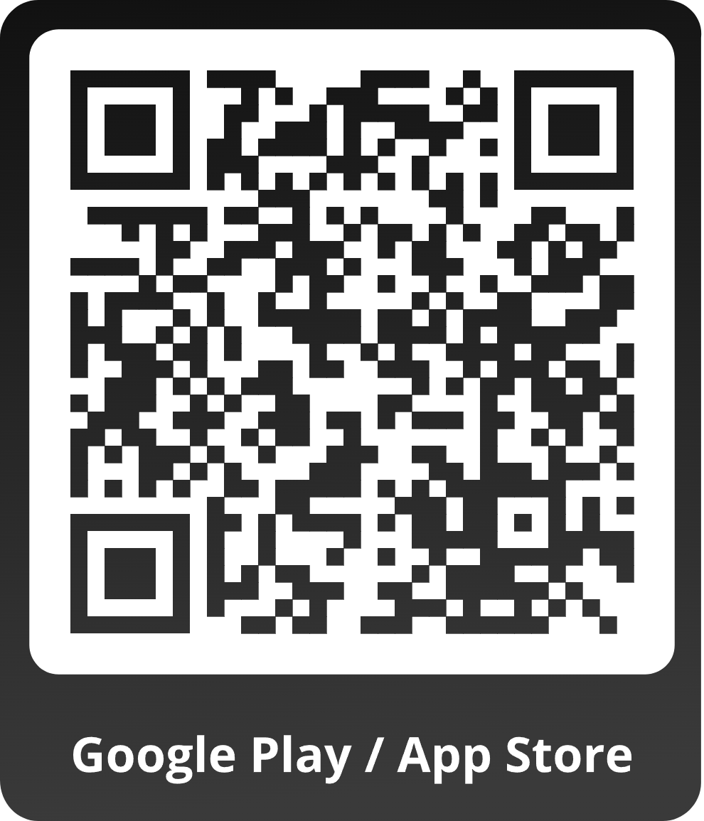 QR: Google Play / App Store